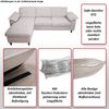 Sofa-Garnitur HWC-O71, Couch Ecksofa L-Form, Liegefläche links/rechts, Stoff (320 g/m²) Holz 84x229x140cm ~ bordeaux Bild 2
