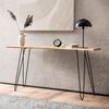 Konsolentisch Akazie Massivholz Baumkante 150x36x75cm Haarnadelbeine Metallgestell Bild 2