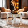 Moderne Runder Silber Glastisch Kristall 60cm Luxus Beistelltisch Bild 3