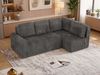 Eckcouch NESSARO COR L mit Schlaffunktion, L-förmiges Sofa mit DL-System, Bettkasten, Bonellfederkern, Sofa mit Stauraum - Grau Cord - Rechts Seite Bild 4