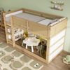 Flieks Etagenbett, LED Hochbett Kinderbett 90x200 cm mit Ablage, Leiter, oberem Lattenrost Bild 4