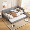 Tagesbett, Samt mit ausziehbarem Rollbett & Lattenrost, 90x200 cm, Grau, ohne Matratze Bild 3