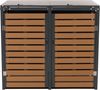 2er Mülltonnenverkleidung HWC-K14, Mülltonnenbox Mülltonnenabdeckung, 119x134x84cm WPC Metall 78kg ~ Teak-Optik Bild 5