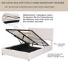 Polsterbett 140×200 cm mit hydraulischem Bettkasten und verstellbarem Kopfteil, cremeweiß, ohne Matratze Bild 5