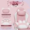 Puluomis Gaming-Stuhl Bürostuhl Ergonomisch mit Katzenpfote Lendenkissen und Katzenohren (Gamer Stuhl, Racing Computerstuhl PC Stuhl mit Fußstütze Kopfstütze), für Mädchen, Teenager, Kinder, Pink Bild 4