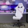 Ergonomischer Gaming-Stuhl Stoff für Erwachsene,Bürostuhl Rennsport hohe Rückenlehne Gaming-Stuhl Stoff höhenverstellbar für Teens Gaming-Stuhl mit Kopfstütze und Lendenunterstützung für Frauen,Stoff,Weiß und Lila, Bild 2