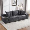 Flieks 2-Sitzer-Sofa mit beidseitigen Taschen & Getränkehaltern, modular als Schlafsofa nutzbar, Corduroy, Dunkelgrau Bild 2