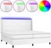 vidaXL Polsterbett mit Matratze & LED Weiß 200x200 cm Kunstleder, Härtegrad: H2 [3139284] Bild 2