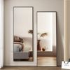 WDWRITTI Ganzkörperspiegel 150x50 eckig Standspiegel Wandspiegel groß Schwarz (Flurspiegel modern, 5mm HD Spiegel, mit Metall Alu Rahmen), 4 Installationsmethoden Bild 5