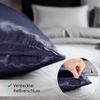 Cozyor Bettwäsche Satin glänzend 135x200, 155x200, 155x220, 200x200cm mit Reißverschluss, Satin, dunkelblau Ocean, 3 teilig, glänzend Satin, Bettbezug + Kissenbezug 80x80, besonders weich Bild 3
