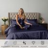 Cozyor Bettwäsche Satin glänzend 135x200, 155x200, 155x220, 200x200cm mit Reißverschluss, Satin, dunkelblau Ocean, 3 teilig, glänzend Satin, Bettbezug + Kissenbezug 80x80, besonders weich Bild 4