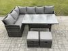 Fimous Outdoor Gartenmöbel-Set Ecksofa Set mit Rechteckiger Esstisch 2 kleine Fußhockern Dunkelgrau gemischt Bild 2