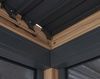 Pergola HWC-L46 mit Seitenwand, Lamellen-Pavillon Rollo, 10cm-Alu-Gestell, sturmfest 3x3m ~ Gestell Holzoptik, anthrazit Bild 4
