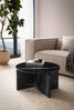 Couchtisch 60 x 60 x 33 cm Schwarz Sofatisch in Marmor-Optik Modern, Design Wohnzimmertisch Rund, Loungetisch Klein, Kaffeetisch Beistelltisch Bild 3