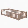 Kids Collective Kinderbett Bodenbett Bett mit Rausfallschutz & Lattenrost Montessori Bett Kinder (weitere Größen 90x200, 120x200, 140x200 cm), mit Matratze Jugendbett Einzelbett Milchschokolade 80x160 cm Bild 2