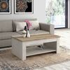 Couchtisch >Duro< aufklappbar 76,3cm, Pinie weiss / Eiche - 110x45,2/67,3x65cm (B/H/T) Bild 2