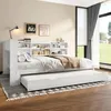 Holzbett mit Regal, Gästebett, Lattenrost und Mehrfachsteckdose, 140x200 cm, Doppelbett, Jugendbett, Kiefer Bild 3