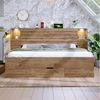 Odikalo Polsterbett Holzbett Bettgestell 160x200 180x200 mit LED USB und Stauraum (mit LED-Downlights und USB Type-C, beleuchtete Nische, schwebende Nachttische, Unterbett-Stauraum mit Schubladen, Eichenoptik) Bild 3