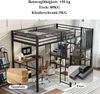 Novelux Hochbett 120x200 Metall mit Schreibtisch und Kleiderschrank – Eisen+MDF in Schwarz/Vintage-Holzoptik, Treppe, Regal, EN 747 Bild 4