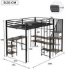 Novelux Hochbett 120x200 Metall mit Schreibtisch und Kleiderschrank – Eisen+MDF in Schwarz/Vintage-Holzoptik, Treppe, Regal, EN 747 Bild 2