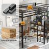 Novelux Hochbett 120x200 Metall mit Schreibtisch und Kleiderschrank – Eisen+MDF in Schwarz/Vintage-Holzoptik, Treppe, Regal, EN 747 Bild 3
