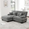 Ecksofa, Cloud Ecksofa für Wohnzimmer Chenille Doppelsofa mit 2 Lendenkissen und 2 Dekokissen Polstersofa mit breiten Armlehnen und Ottoman, Chenille, Grau Bild 3
