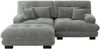 Ecksofa, Cloud Ecksofa für Wohnzimmer Chenille Doppelsofa mit 2 Lendenkissen und 2 Dekokissen Polstersofa mit breiten Armlehnen und Ottoman, Chenille, Grau Bild 4