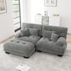Ecksofa, Cloud Ecksofa für Wohnzimmer Chenille Doppelsofa mit 2 Lendenkissen und 2 Dekokissen Polstersofa mit breiten Armlehnen und Ottoman, Chenille, Grau Bild 2