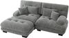 Ecksofa, Cloud Ecksofa für Wohnzimmer Chenille Doppelsofa mit 2 Lendenkissen und 2 Dekokissen Polstersofa mit breiten Armlehnen und Ottoman, Chenille, Grau Bild 5