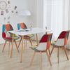 GrandCA HOME Esszimmerstuhl 4er Set Retro Patchwork Küchenstuhl mit Beine aus Massivholz (4 St), weiches Sitzkissen, Roter Patchwork-Stil Bild 2