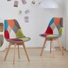 GrandCA HOME Esszimmerstuhl 4er Set Retro Patchwork Küchenstuhl mit Beine aus Massivholz (4 St), weiches Sitzkissen, Roter Patchwork-Stil Bild 3