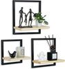 Holz Lichter Wandregal 3‑tlg. Floating Wandregal – Holz & Metall, modern geom. Design, 3-tlg, Schweberegal aus Holz+Metall – platzsparend, vielseitig, langlebig Bild 4