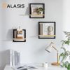 Holz Lichter Wandregal 3‑tlg. Floating Wandregal – Holz & Metall, modern geom. Design, 3-tlg, Schweberegal aus Holz+Metall – platzsparend, vielseitig, langlebig Bild 3