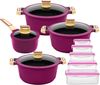 KING Topf-Set GOURMET«, Aluminiumguss (Set, 18-tlg, Kochtopf 18/20/24 cm, Stieltopf 16 cm, Vorratsdosen-Set), Deckel Silikonrand,Antihaft-Beschichtung,Induktion Bild 1