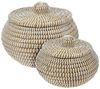 Koopman Aufbewahrungskorb YODO, Ø 36 x H 26 cm, Beige, Weiß, Seegras, (1 St), mit Deckel und Griff Bild 2