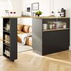 MODFU Bartisch 360° drehbare Essbar (ausziehbar Esstisch mit Sideboard, 2 Glasschiebetür, 2 Scharniertüren), mit Ablageflächen, geeignet für Küchen und Esszimmer Bild 2