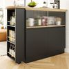 MODFU Bartisch 360° drehbare Essbar (ausziehbar Esstisch mit Sideboard, 2 Glasschiebetür, 2 Scharniertüren), mit Ablageflächen, geeignet für Küchen und Esszimmer Bild 3