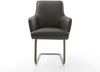 Freischwinger Heira-Flex mit Armlehnen Mikrofaser Anthrazit Vintage Freischwinger flach Effektfinish Titan Taschenfederkern Bild 2