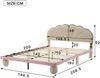 Merax Polsterbett mit mehrfarbigen, wechselnden Lichtstreifen, Kopfteil mit Wellenschliff, mit gepolsterter runden Beine, Kinderbett, Jugendbett mit Holzlatten, Doppelbett, Samt, Beige+Rosa, 140x200cm Bild 4