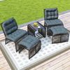 Balkonset mit Glastisch, 2 Stühlen und 2 Hockern, 5-tlg, Loungeset, Gartenmöbel, Metallrahmen Bild 2