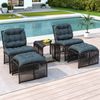 Balkonset mit Glastisch, 2 Stühlen und 2 Hockern, 5-tlg, Loungeset, Gartenmöbel, Metallrahmen Bild 4