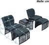 Balkonset mit Glastisch, 2 Stühlen und 2 Hockern, 5-tlg, Loungeset, Gartenmöbel, Metallrahmen Bild 5