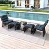 Balkonset mit Glastisch, 2 Stühlen und 2 Hockern, 5-tlg, Loungeset, Gartenmöbel, Metallrahmen Bild 3