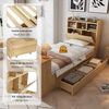 Novelux Jugendbett 90x200 mit Stauraum und Kopfteilregal – Holzbett 90x200 in Natur, klappbarer Tisch, Schublade, Lattenrost, ohne Matratze Bild 3