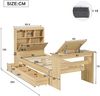 Novelux Jugendbett 90x200 mit Stauraum und Kopfteilregal – Holzbett 90x200 in Natur, klappbarer Tisch, Schublade, Lattenrost, ohne Matratze Bild 2