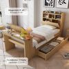 Novelux Jugendbett 90x200 mit Stauraum und Kopfteilregal – Holzbett 90x200 in Natur, klappbarer Tisch, Schublade, Lattenrost, ohne Matratze Bild 4