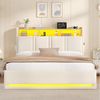 MSMASK Polsterbett mit Hydraulischem Stauraum, LED-Beleuchtung & Steckdosen (Ohne Matratze), Doppelbett, Jugendbett 140x200cm Bild 4
