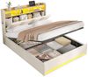 MSMASK Polsterbett mit Hydraulischem Stauraum, LED-Beleuchtung & Steckdosen (Ohne Matratze), Doppelbett, Jugendbett 140x200cm Bild 3