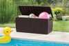 Dmora Aufbewahrungstruhe für draußen Chicoutimi, Gartenbox, Outdoor-Truhe, Stauraumbank für außen, 123x54 h57 cm, Braun Bild 4