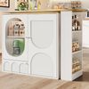 Um 360° drehbarer Bartisch Stehtisch Kaffeebarmöbel drehbare Esstheke mit Stauraum Kücheninsel drei Türen mit Türregalen herausnehmbare Trennwände weiß / schwarz 105 x 39 x 102 cm Bild 3